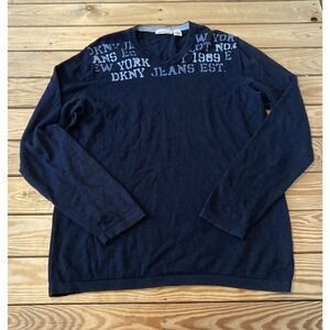 DKNY Jeans V Neck Sweater Size Medium Men’s Black Pullover